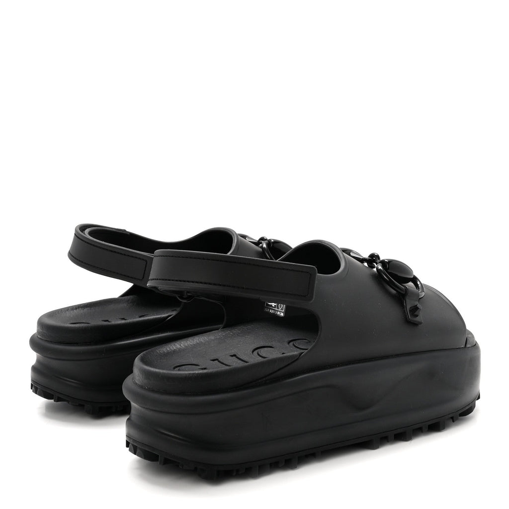 Soft Rubber Horsebit Touch Womens Strapped Sandals 38 Black
