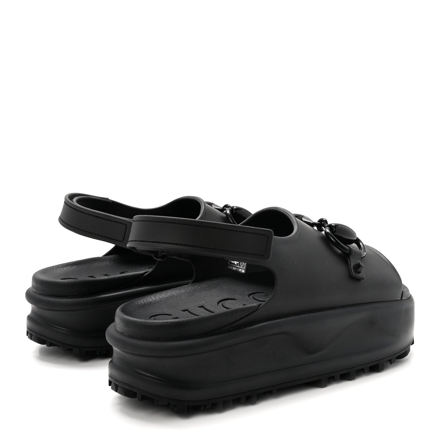 Soft Rubber Horsebit Touch Womens Strapped Sandals 38 Black
