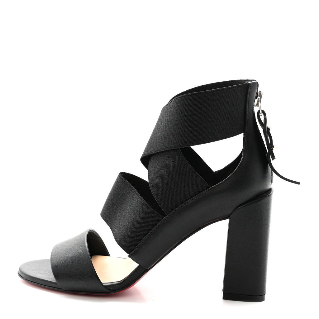Elastic Calfskin Patrouille 85 Sandals 35.5 Black