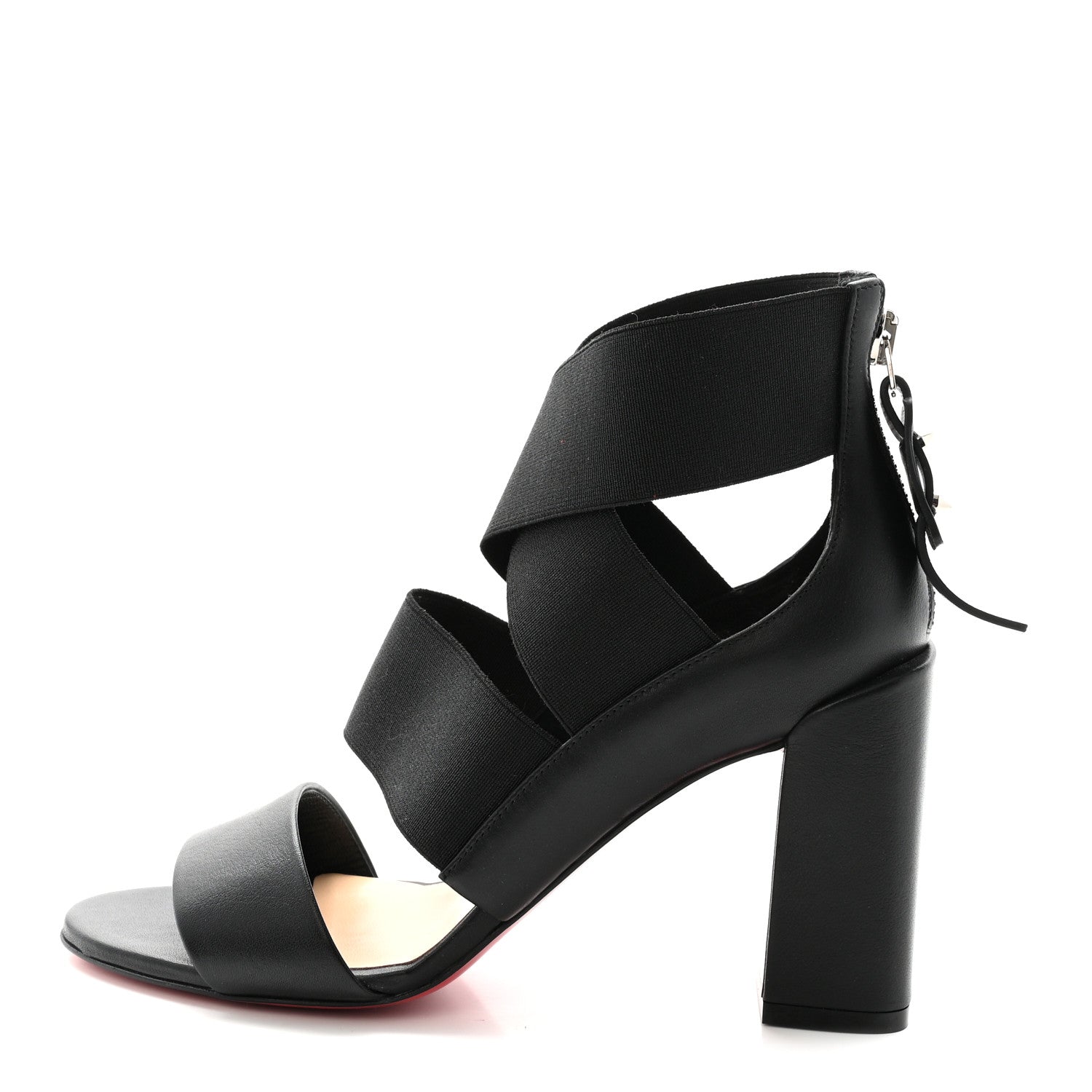 Elastic Calfskin Patrouille 85 Sandals 35.5 Black