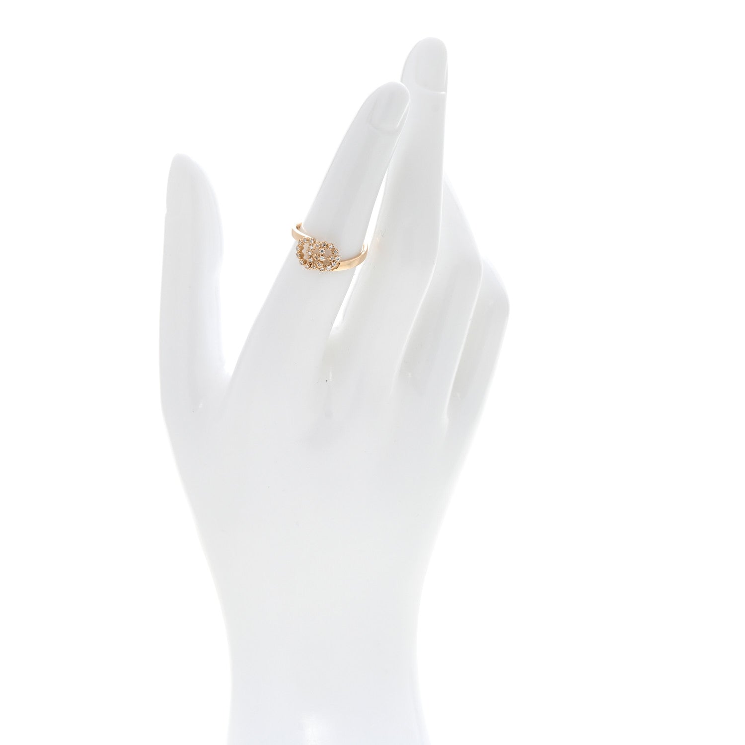 18K Yellow Gold Diamond Running Double G Ring 50 5.5