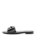 Vitello Cuoio Baguette Flat Slide Sandals 37 Black