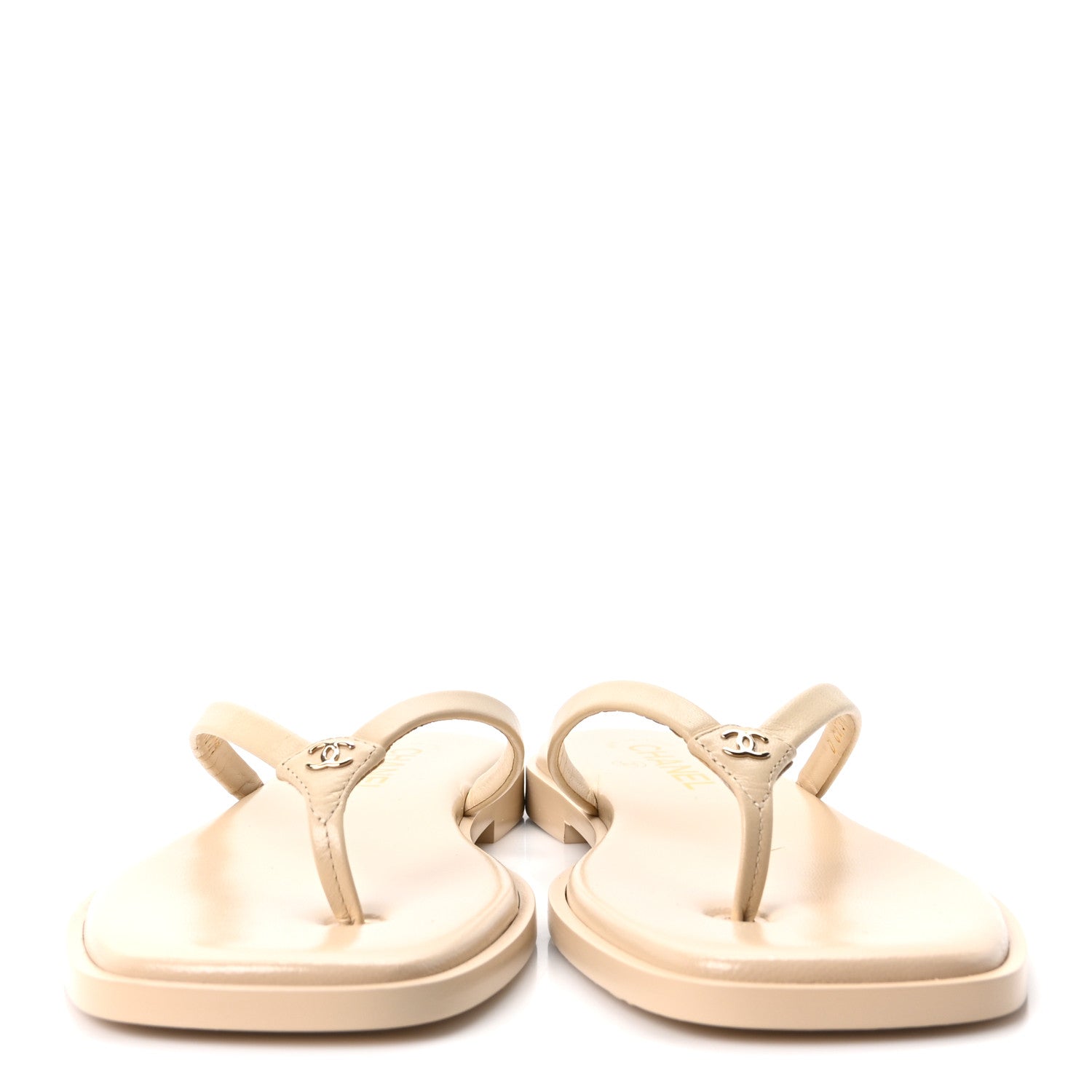 Goatskin CC Times Square Thong Sandals 38 Beige