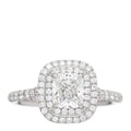 Platinum Diamond 1.06ct Soleste Cushion Cut Double Halo Engagement Ring 52 6