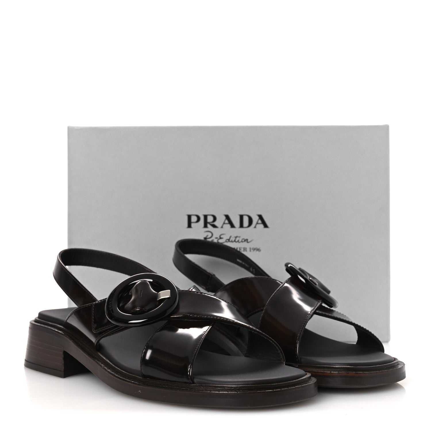 Spazzolato Fume Re-Edition 1996 Buckle Sandals 41 Bruciato