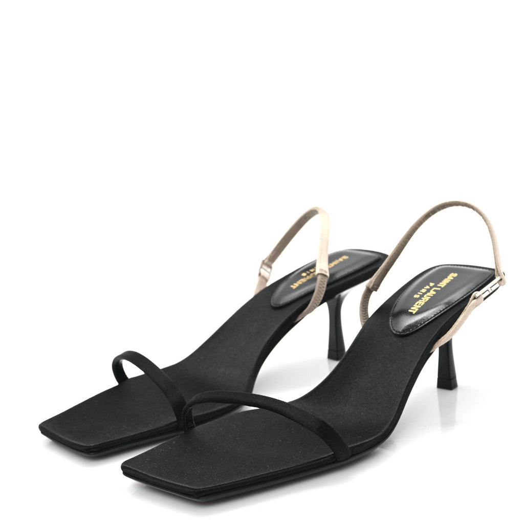Satin Slingback Jaspe 55 Sandals  35.5 Black Partridge Pink
