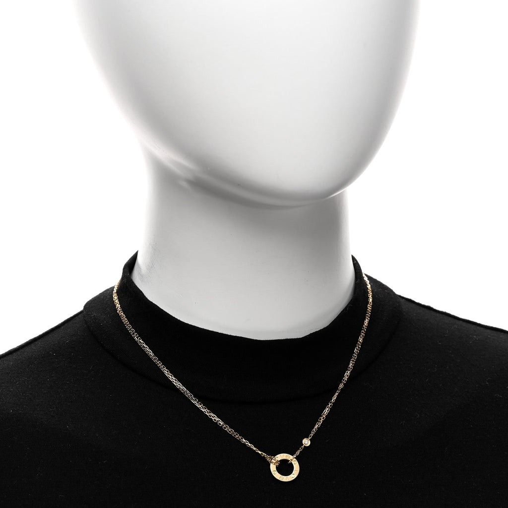 18K Yellow Gold 2 Diamond LOVE Necklace