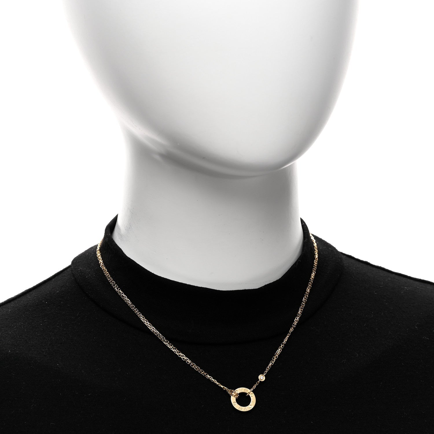 18K Yellow Gold 2 Diamond LOVE Necklace