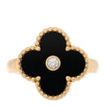 18K Yellow Gold Diamond Black Onyx Vintage Alhambra Ring 48 4.5