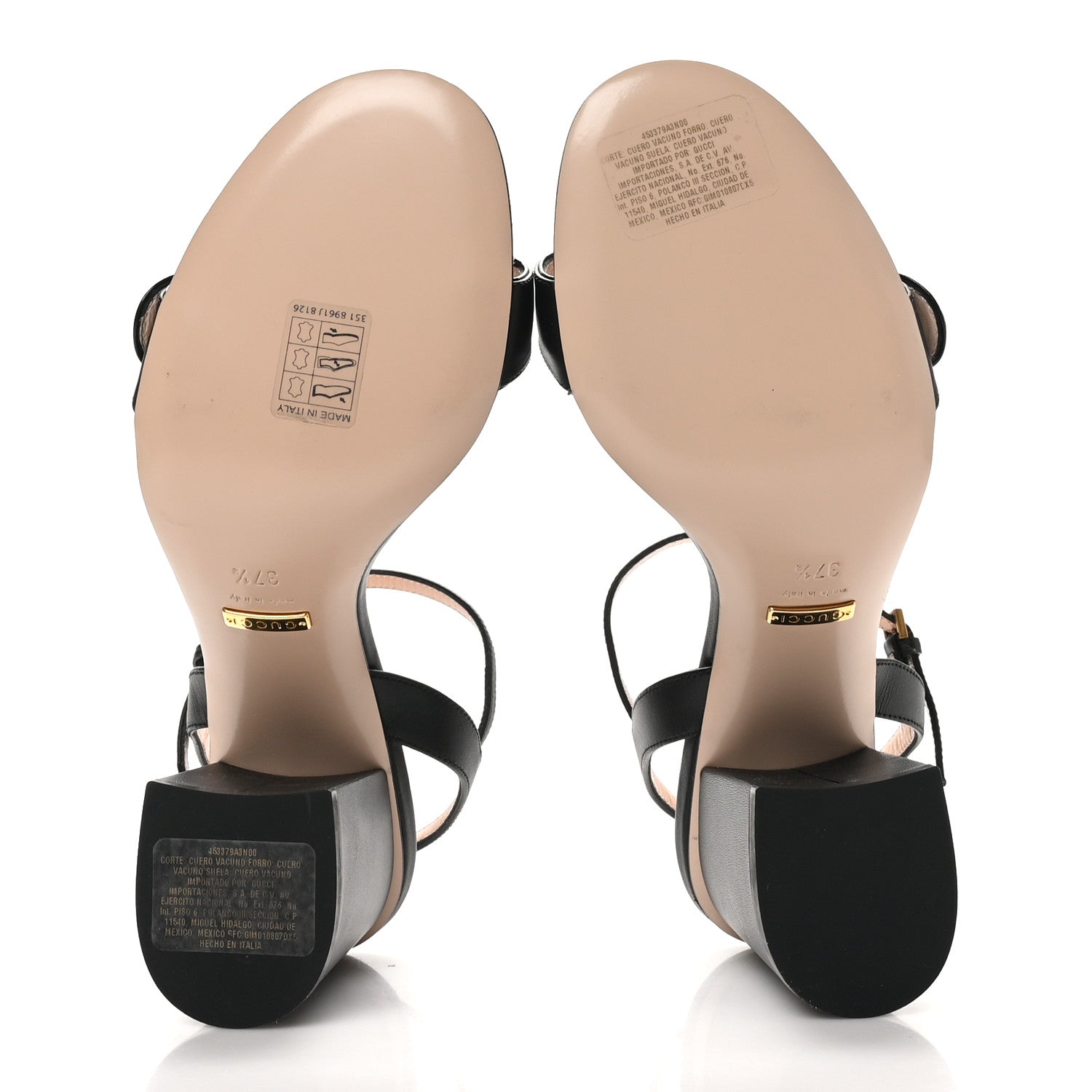Lifford Calfskin GG Marmont Ankle Wrap 75mm Sandals 37.5 Black