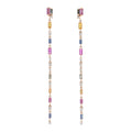 18K Rose Gold Diamond Sapphire Fireworks Rainbow Linear Drop Earrings