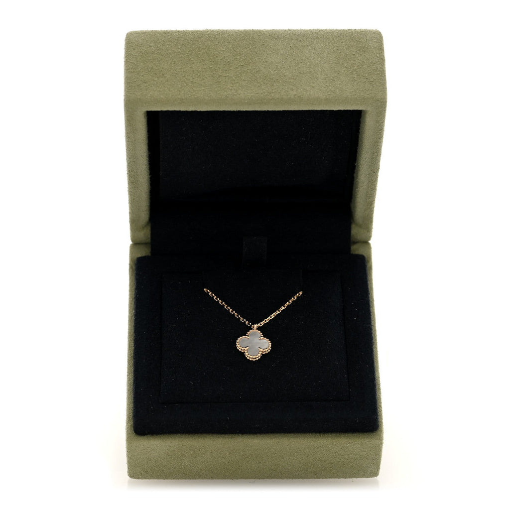 18K Yellow Gold Mother of Pearl Sweet Alhambra Pendant Necklace