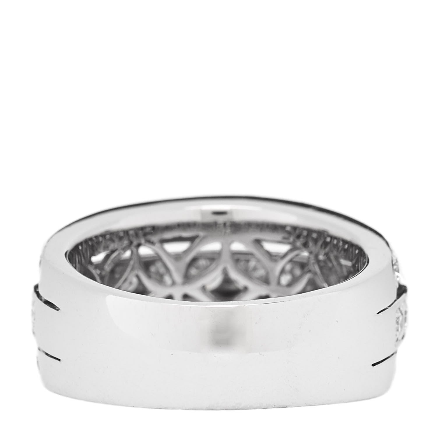18K White Gold Diamond 2.45ctw Three-Row Ring 56 7.5