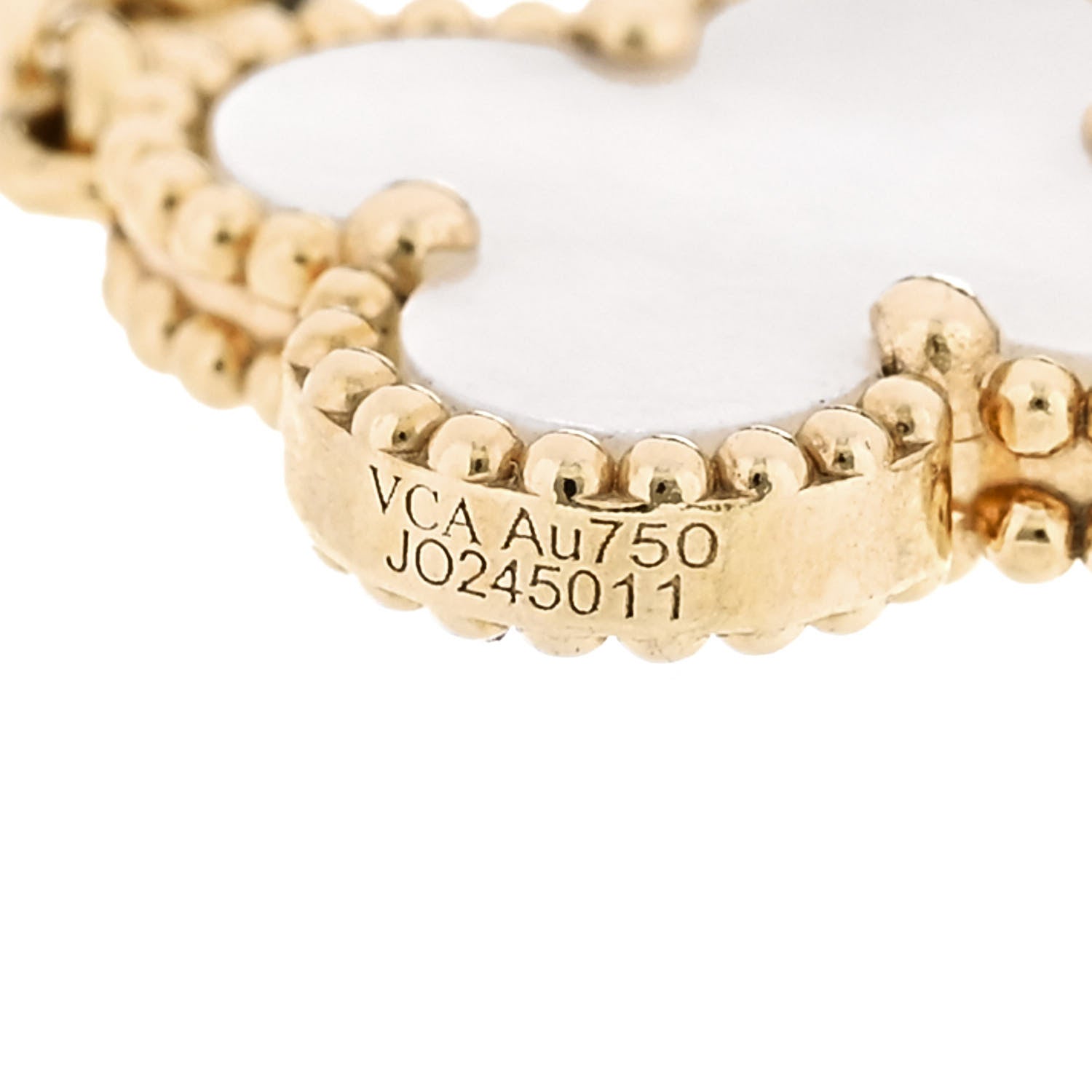 18K Yellow Gold Mother of Pearl 5 Motifs Vintage Alhambra Bracelet