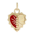 18K Yellow Gold Enamel Reflection Heart Miniature Medallion Pendant