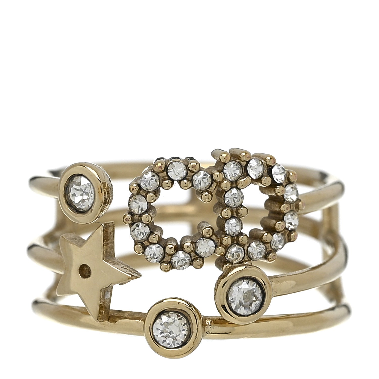 Metal Crystal Shiny-D Ring S Gold