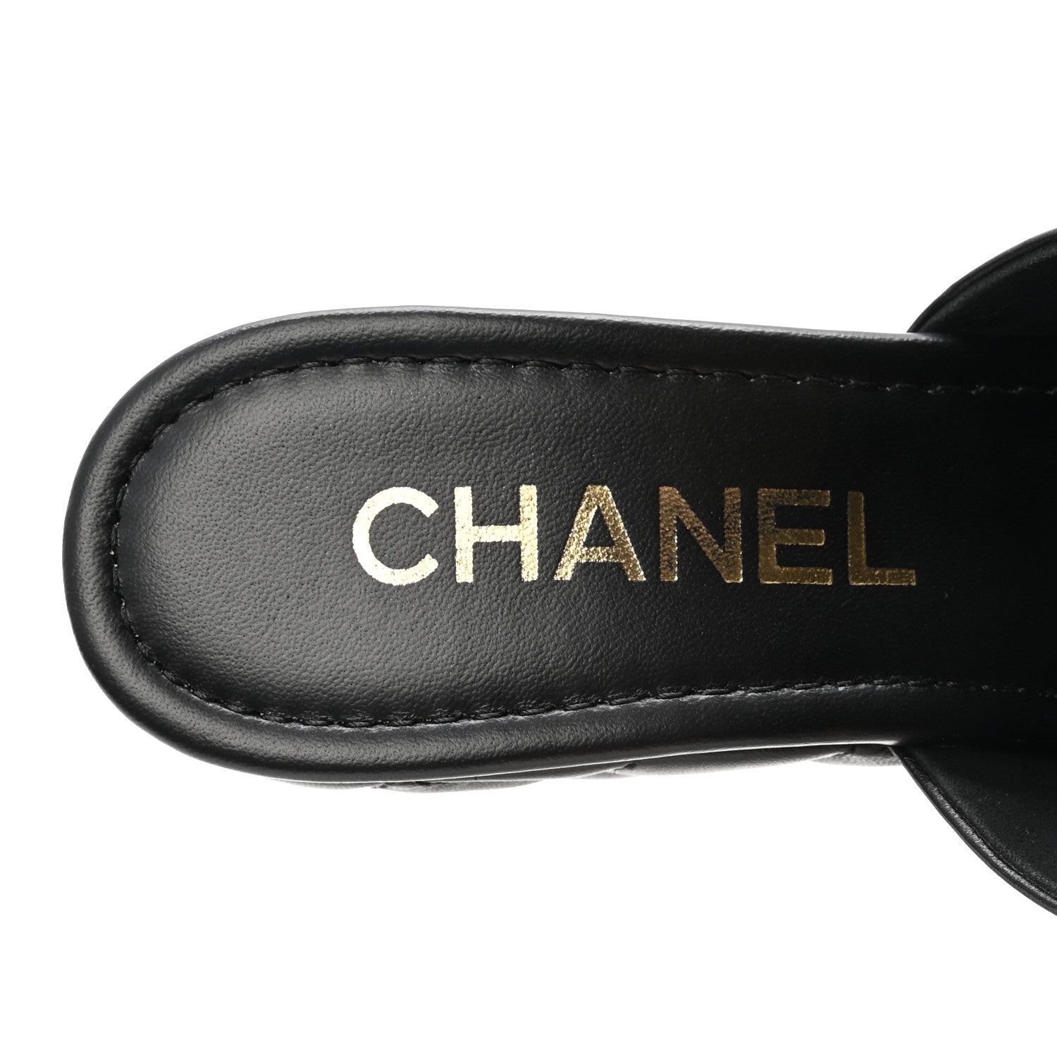 Lambskin Quilted CC Platform Mules 37.5 Black