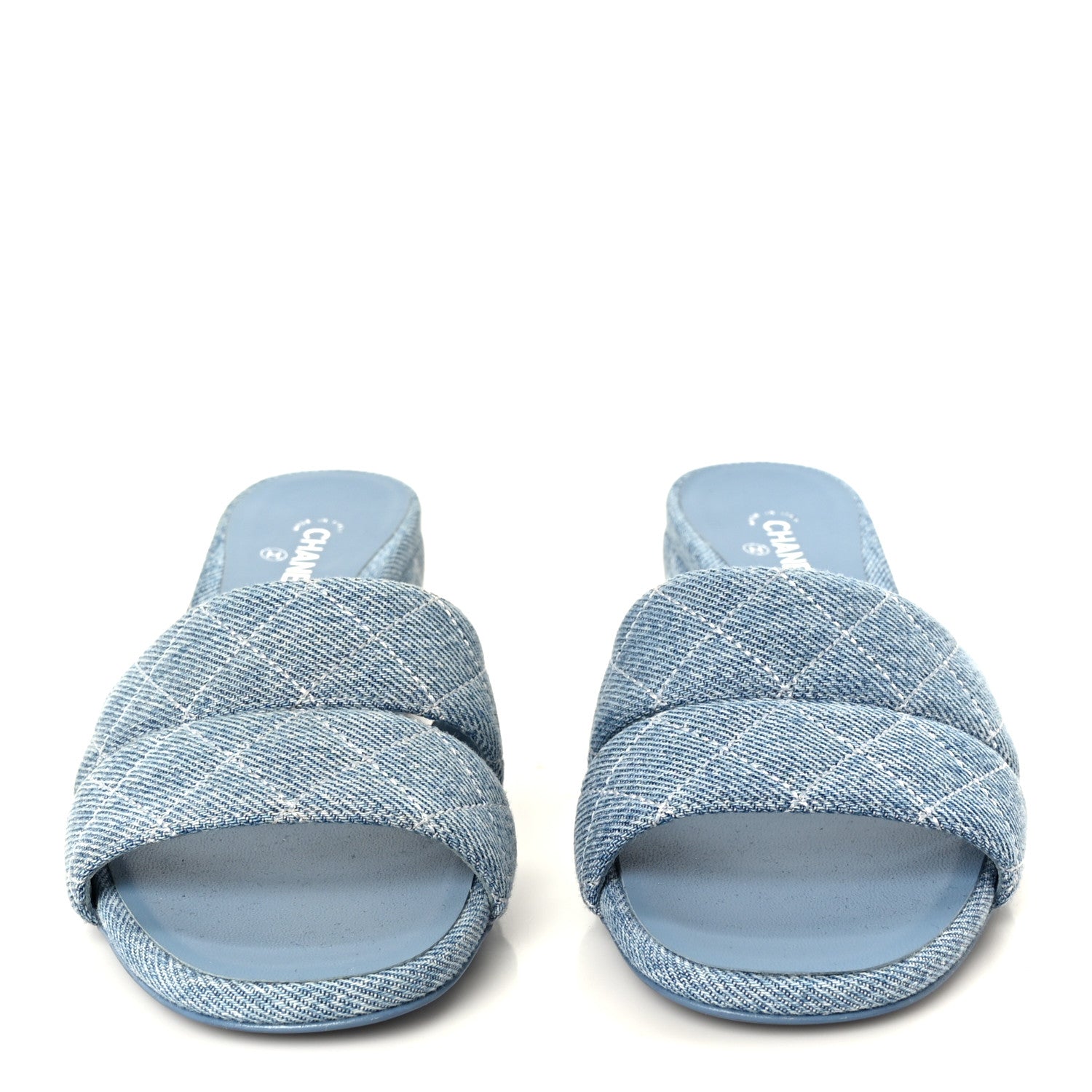 Denim Quilted Mules 37.5 Blue