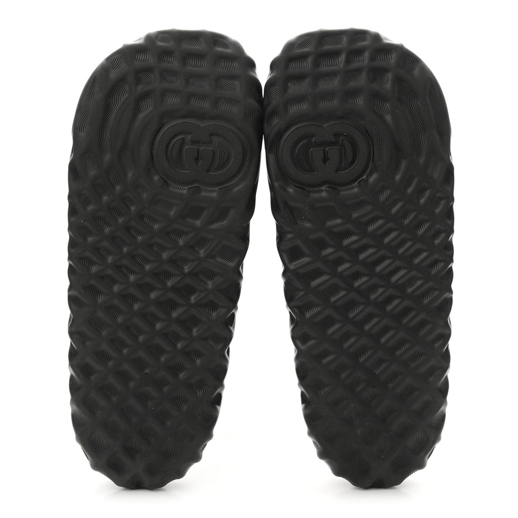 Rubber Interlocking G Mens Slide Sandals 8 Black