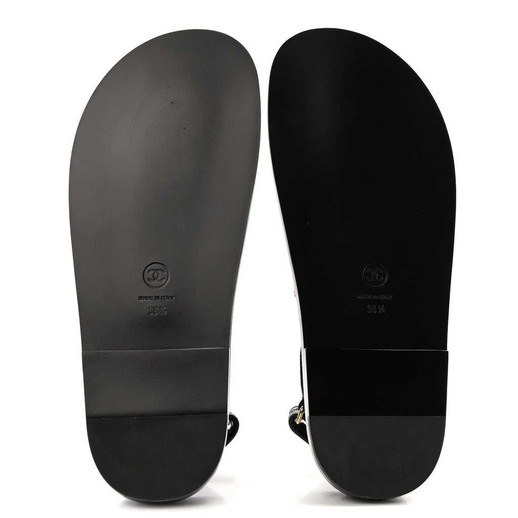 Grained Calfskin Velcro Dad Sandals 38.5 Black