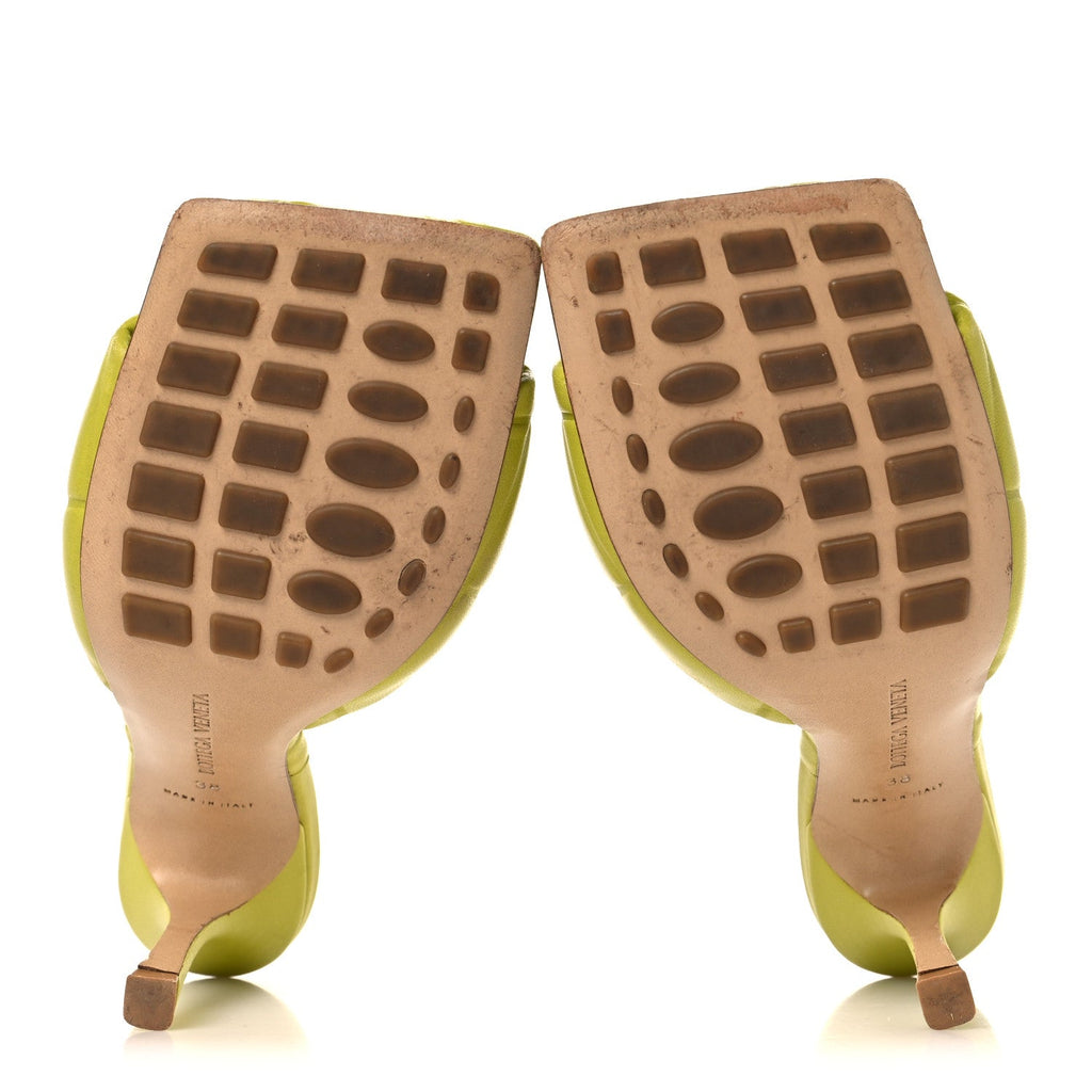 Nappa Quilted Rubber Lido Mule Sandals 38 Kiwi
