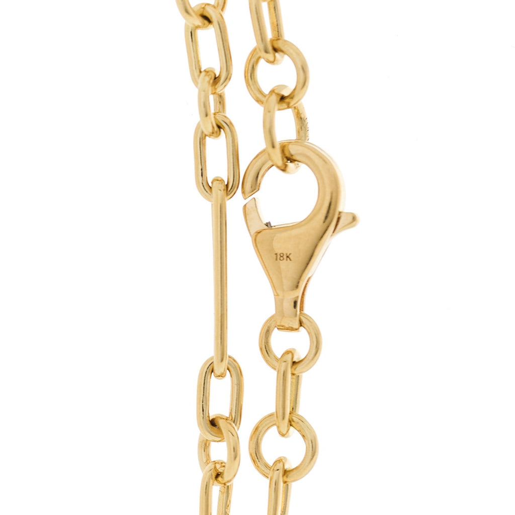 18K Yellow Gold Fine Mixed Clip Chain Necklace 32"