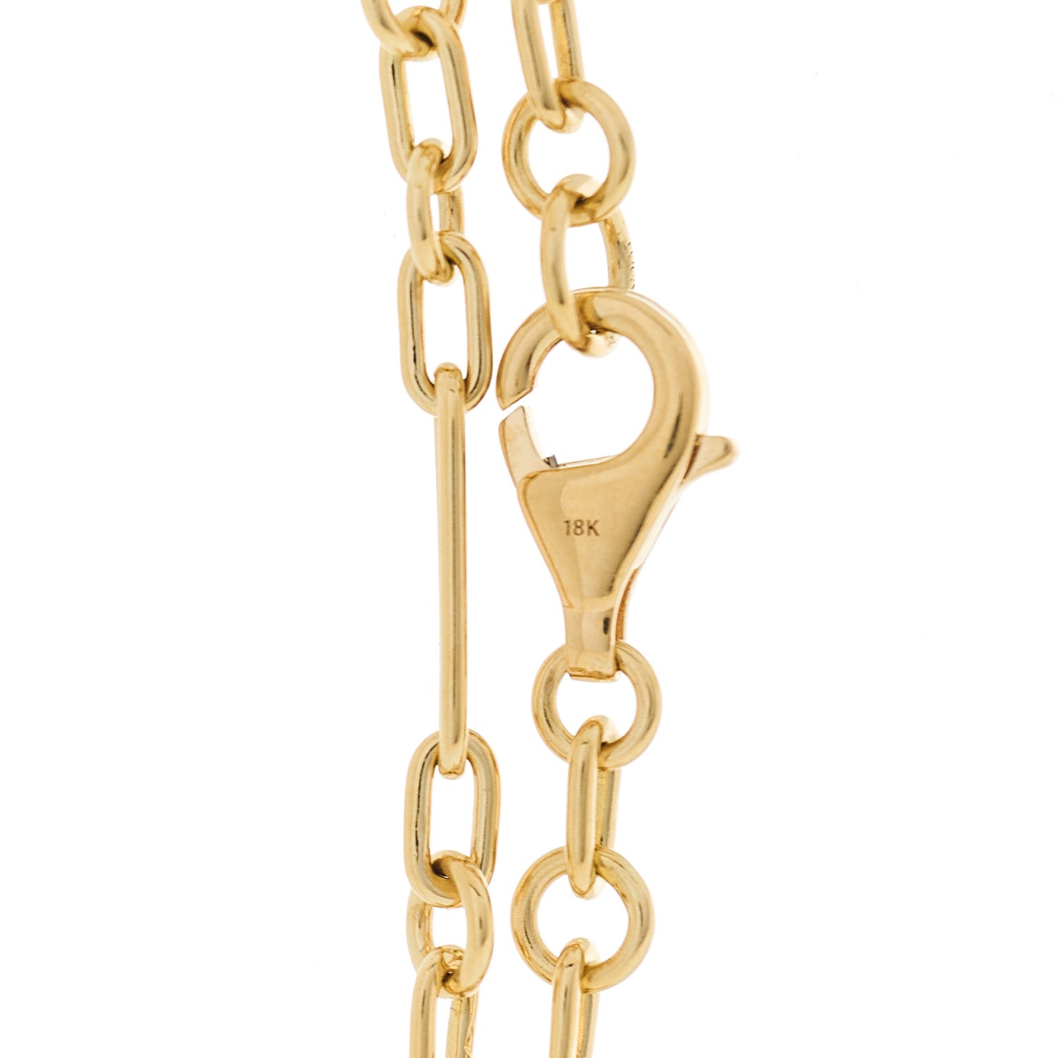 18K Yellow Gold Fine Mixed Clip Chain Necklace 32"