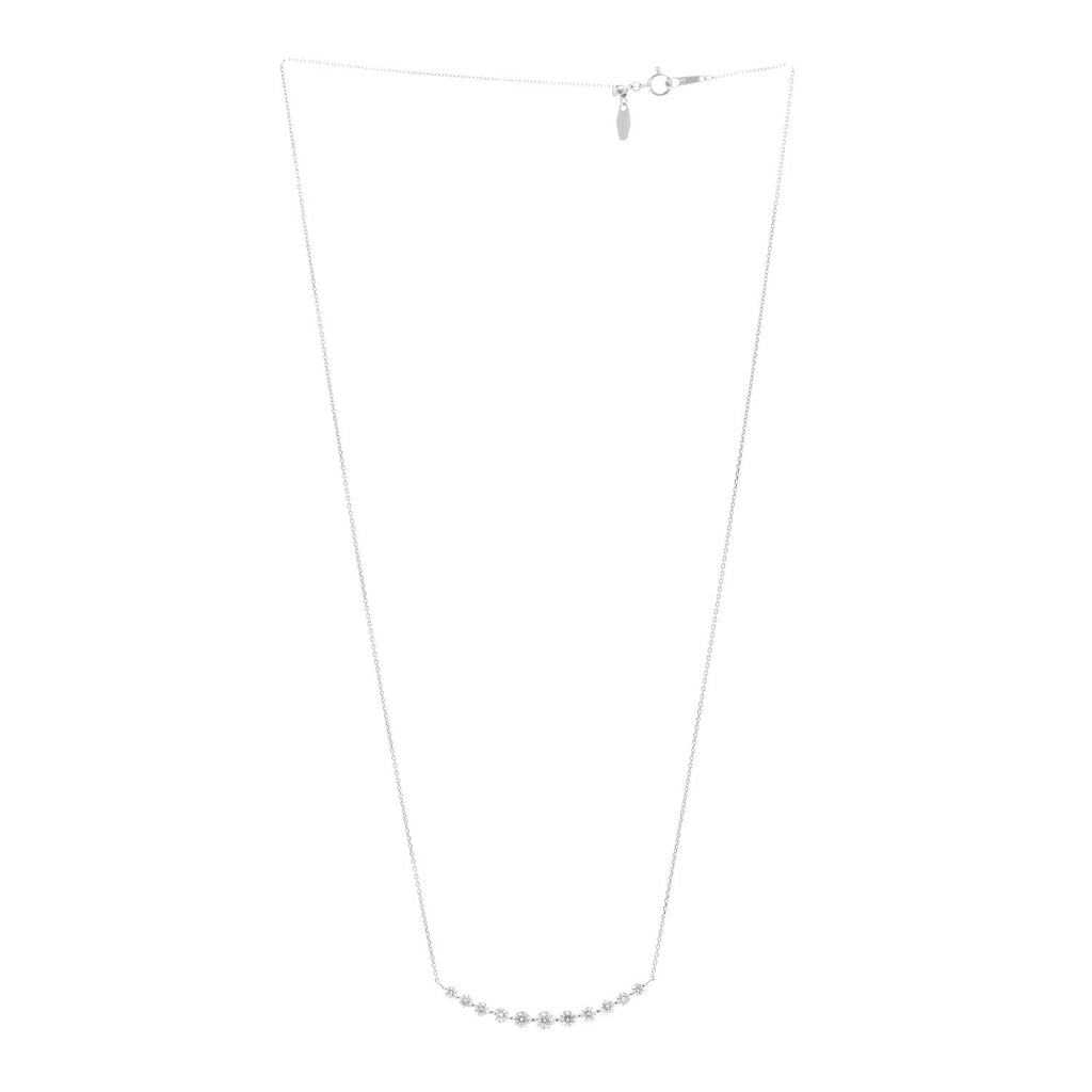 18K White Gold Diamond 1.00ctw Graduated Station Necklace