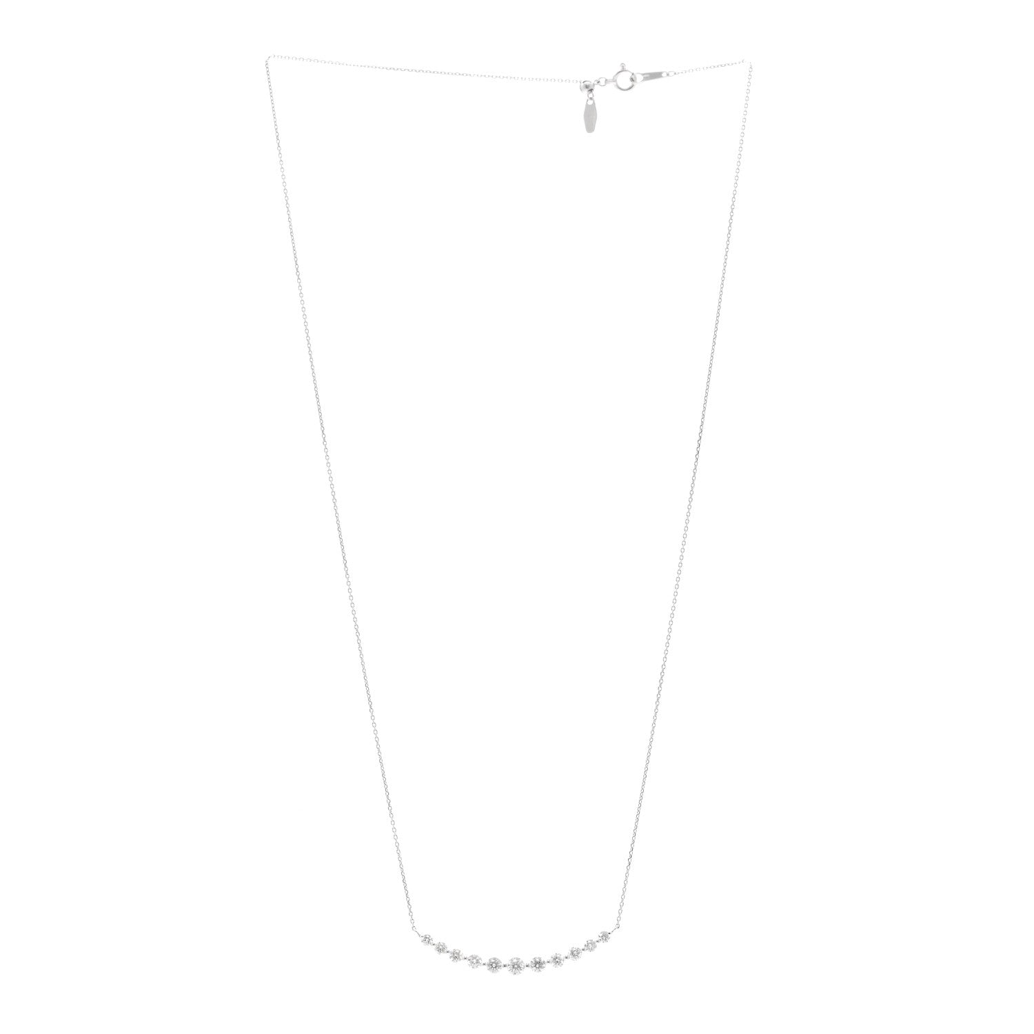 18K White Gold Diamond 1.00ctw Graduated Station Necklace