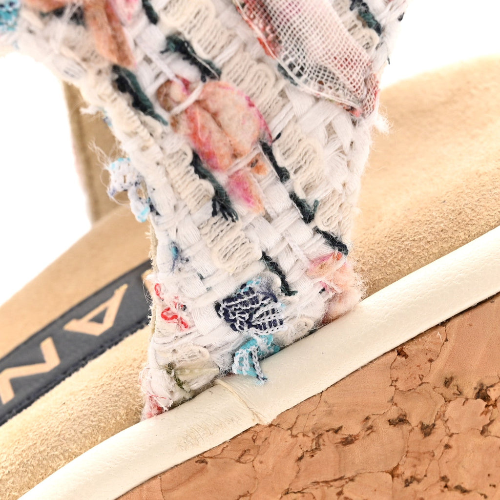 Tweed Cork CC Wedge Sandals 37 Ecru Pink Blue Green