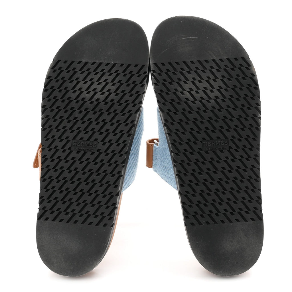 Denim Calfskin Womens Chypre Sandals 39 Bleu Clair Naturel