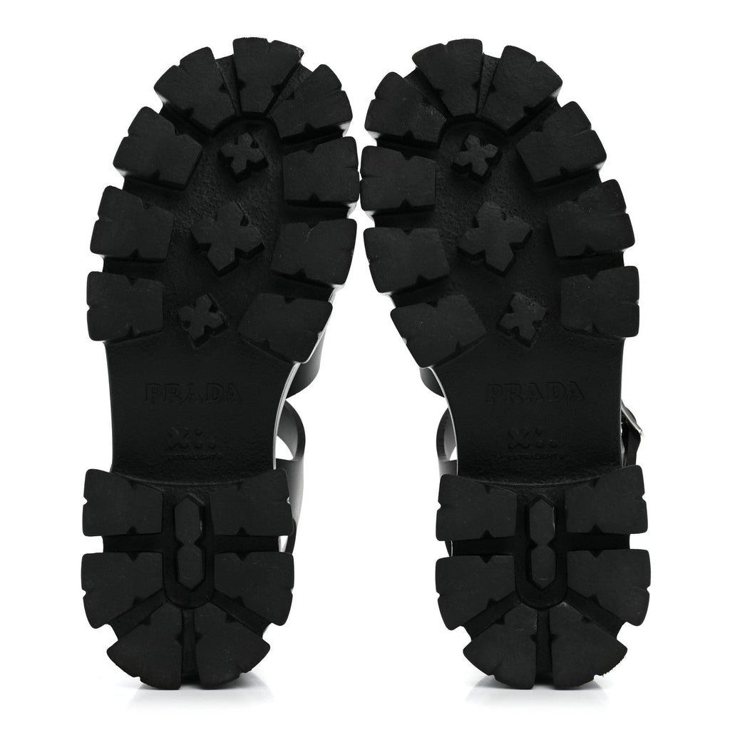 Foam Rubber Metal Triangle Logo Monolith 55mm Soft Cage Sandals 37 Black