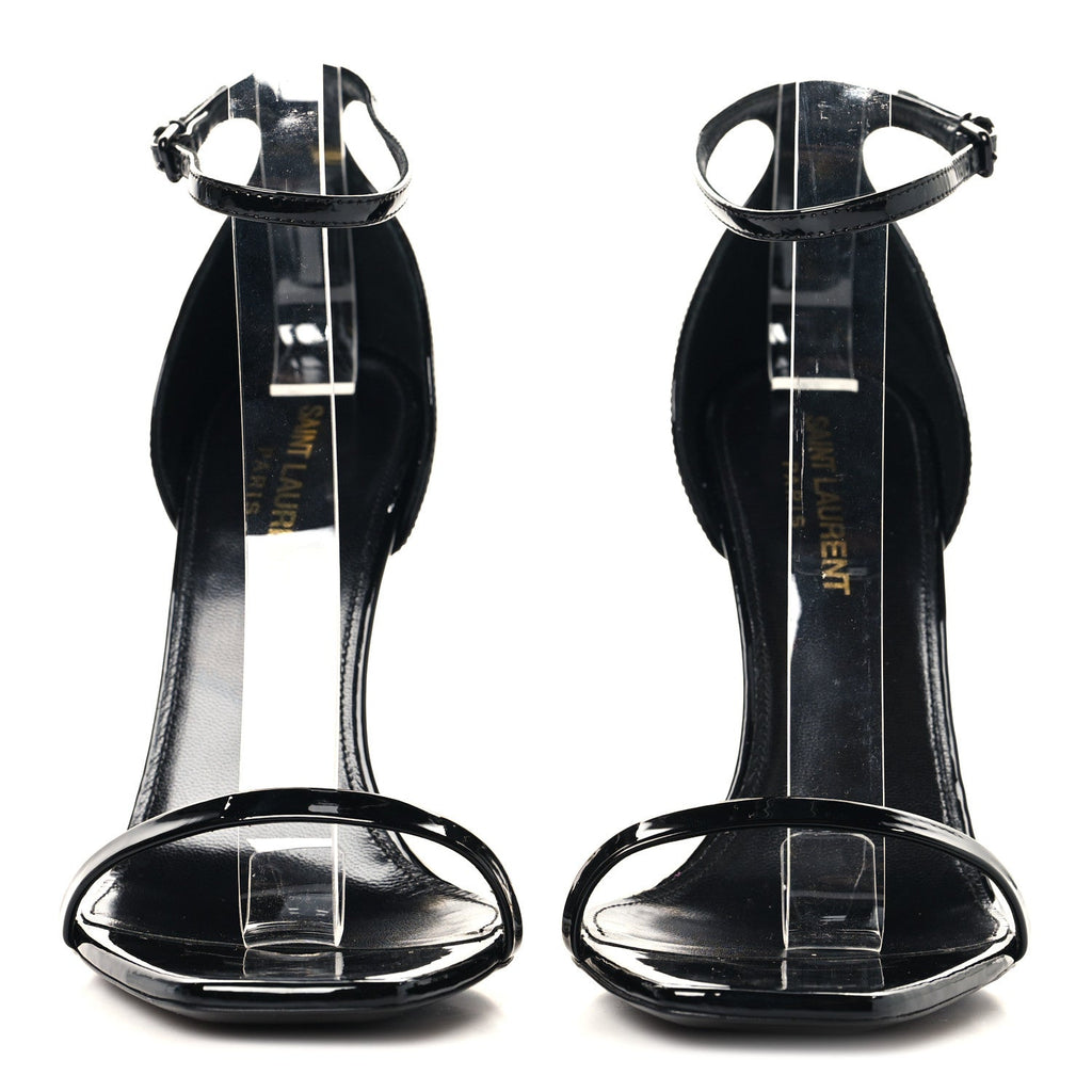 Patent Calfskin Opyum 110 Sandals 37.5 Black Gold
