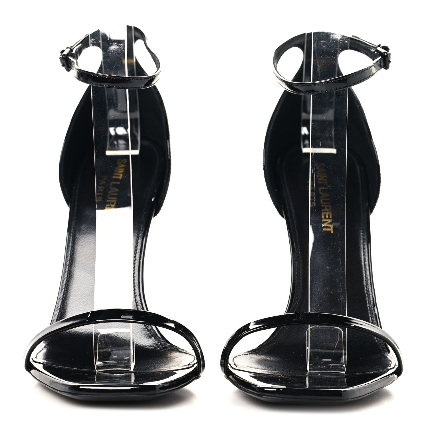 Patent Calfskin Opyum 110 Sandals 37.5 Black Gold