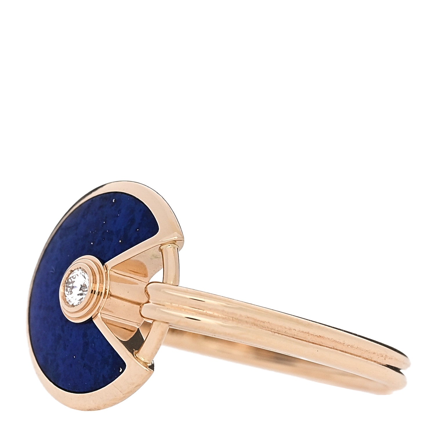 18K Yellow Gold Diamond Lapis Lazuli Amulette de Cartier Ring 49 5