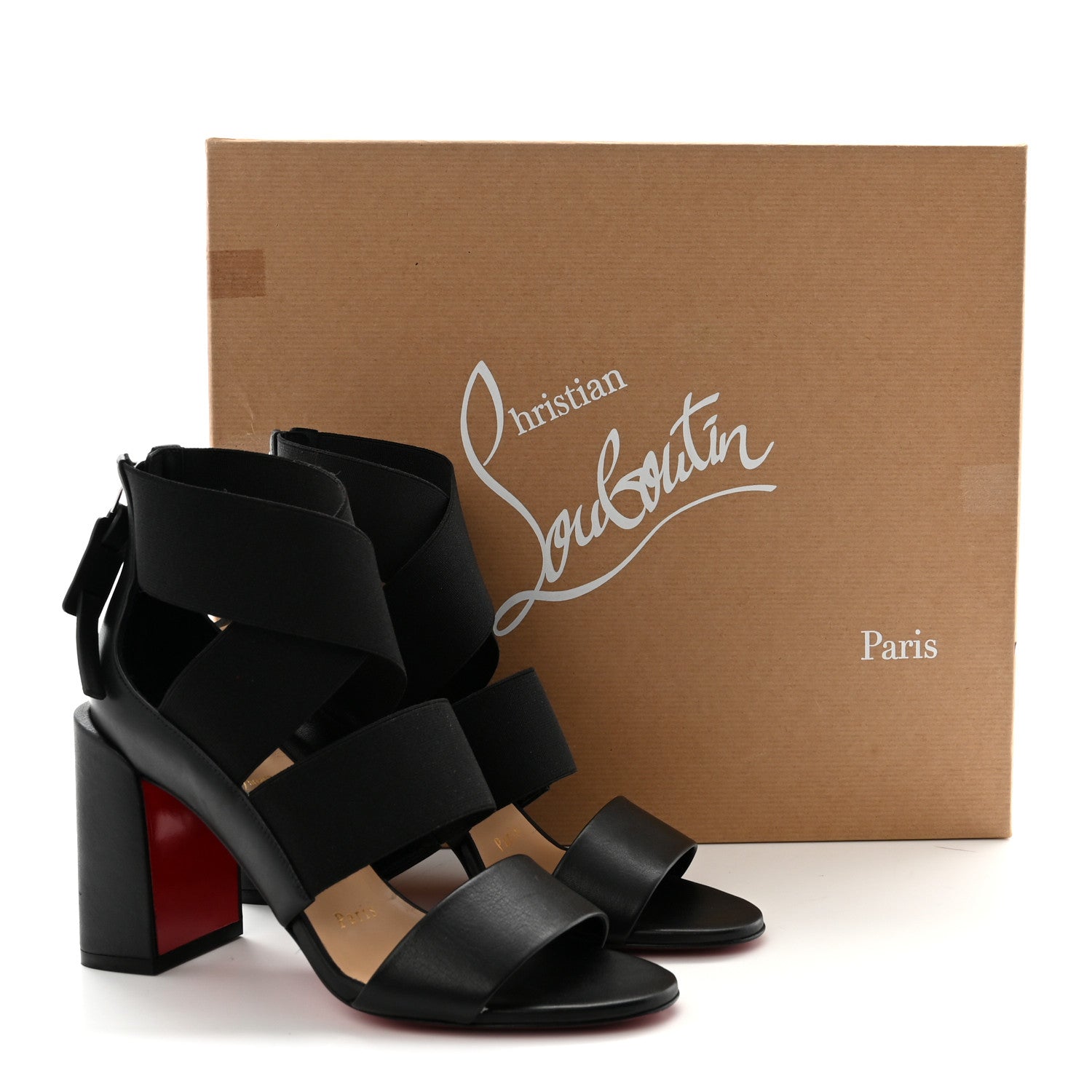 Elastic Calfskin Patrouille 85 Sandals 35.5 Black