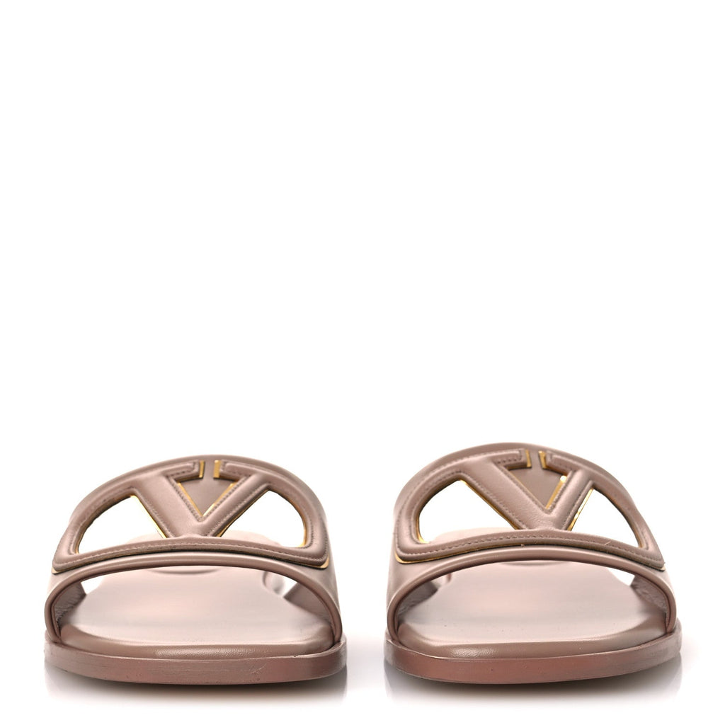 Calfskin Vlogo Cut Out Flat Slide Sandals 36.5 Rose