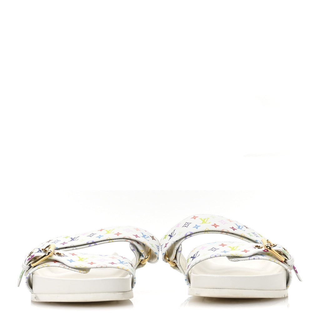 LV X TM Monogram Multicolor Bom Dia Comfort Mule Sandals 38.5 White