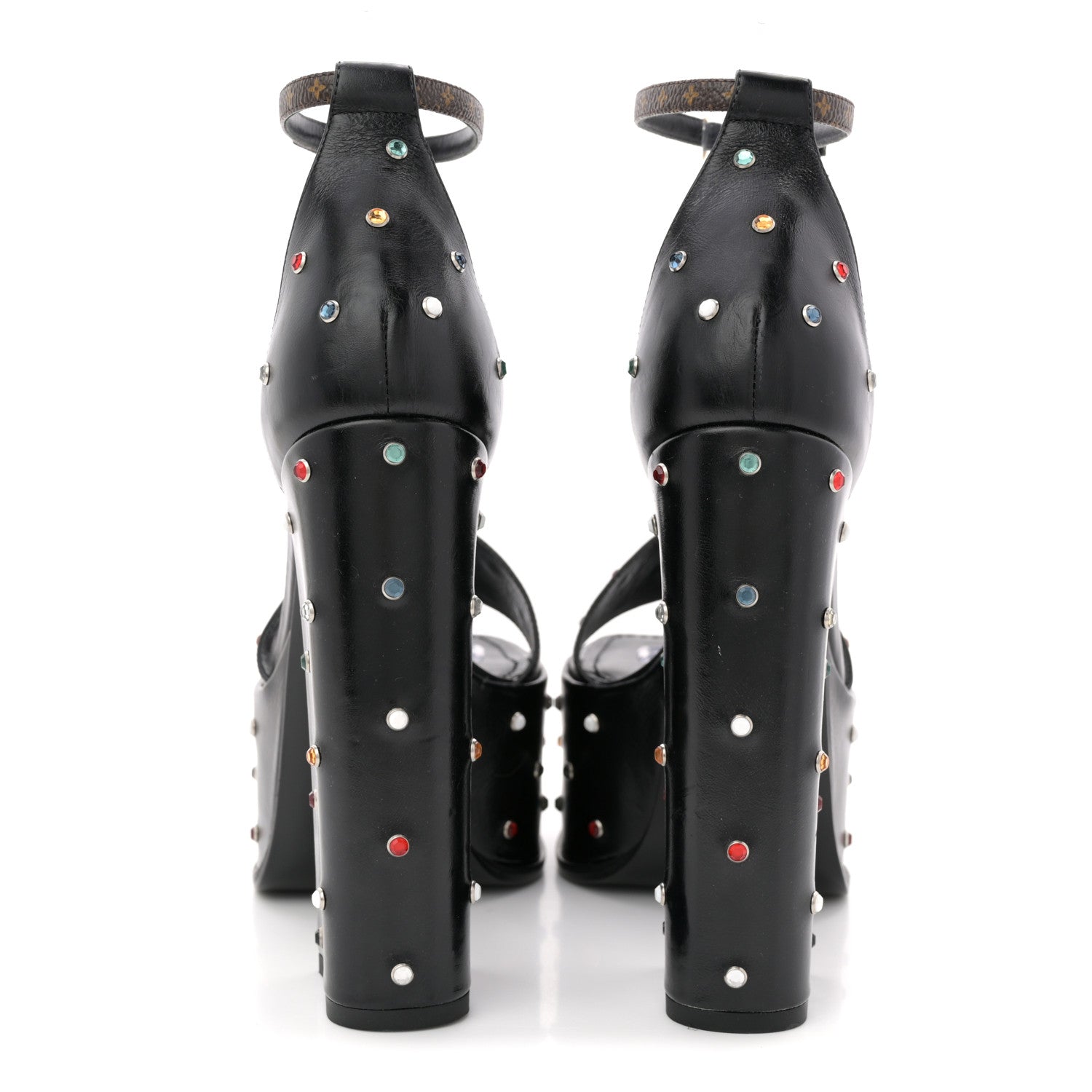 Calfskin Studded Fame Platform Sandals 37 Black