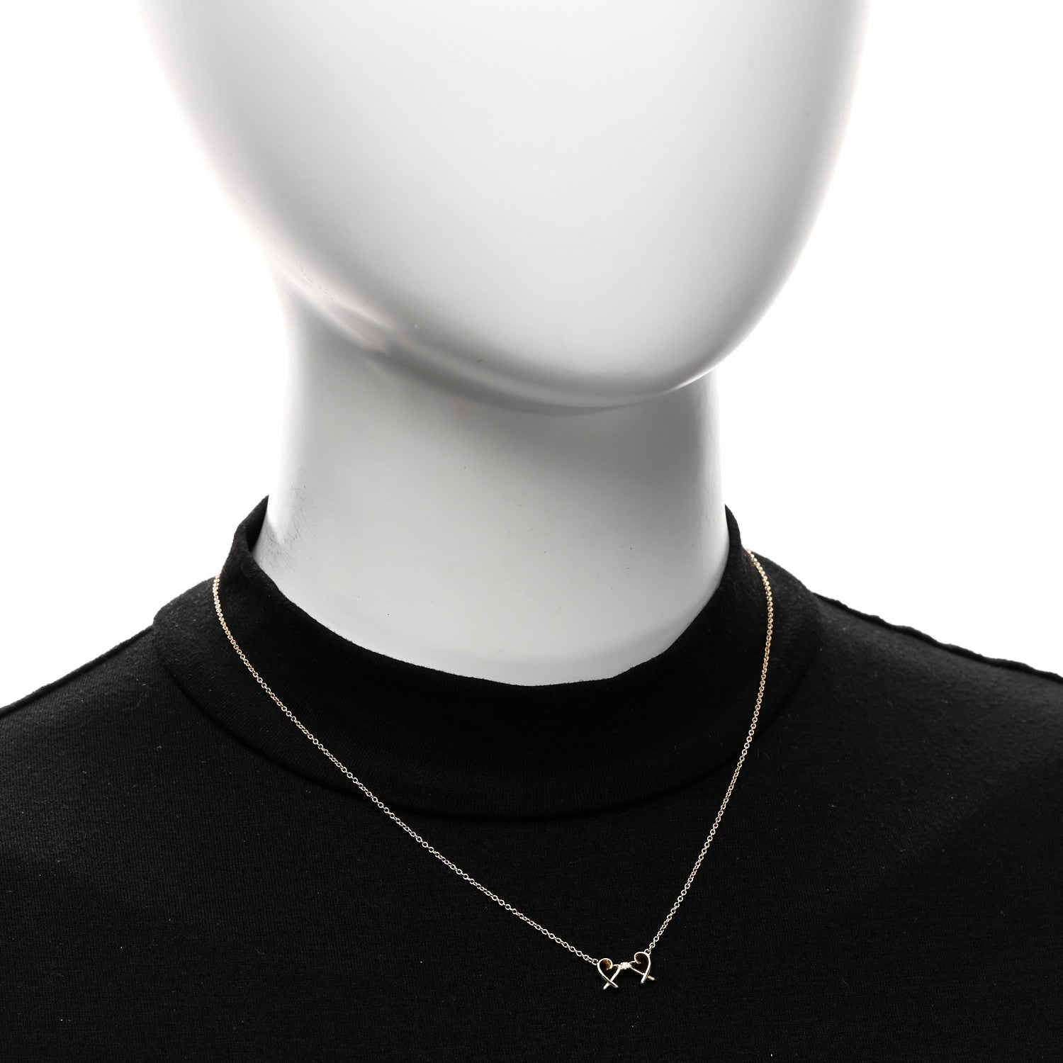 18K Yellow Gold Diamond Paloma Picasso Double Loving Heart Pendant Necklace