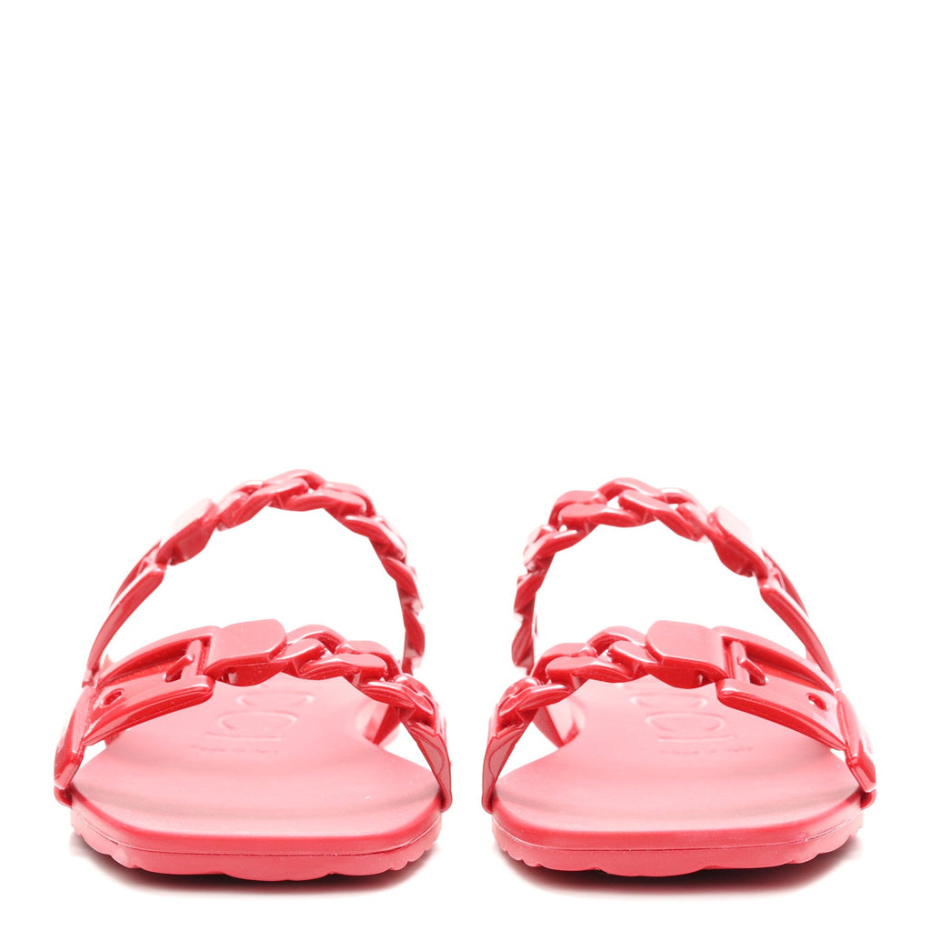 Rubber Womens Slide Sandals 36 Hibiscus Red