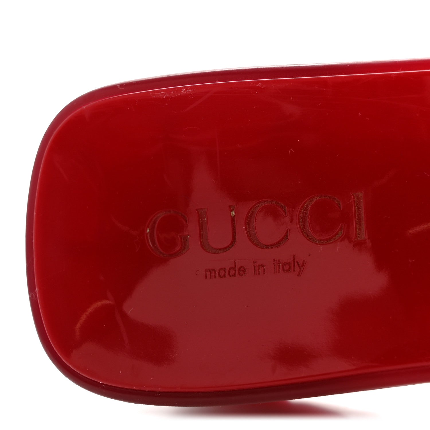 Rubber Gucci Logo Womens Platform 20/60mm Slide Sandals 38 Transparent Hibiscus Red