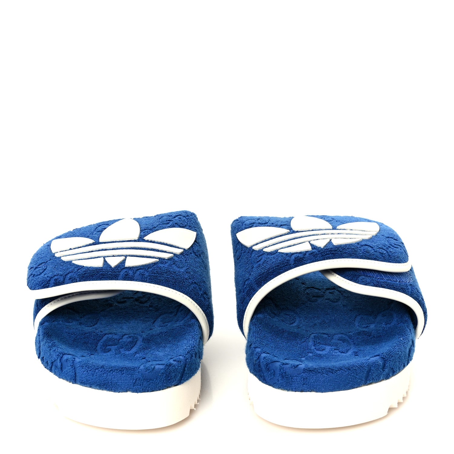 X ADIDAS Terry Cloth GG Monogram Mens Platform Sandals 11 Oriental Blue Mystic White