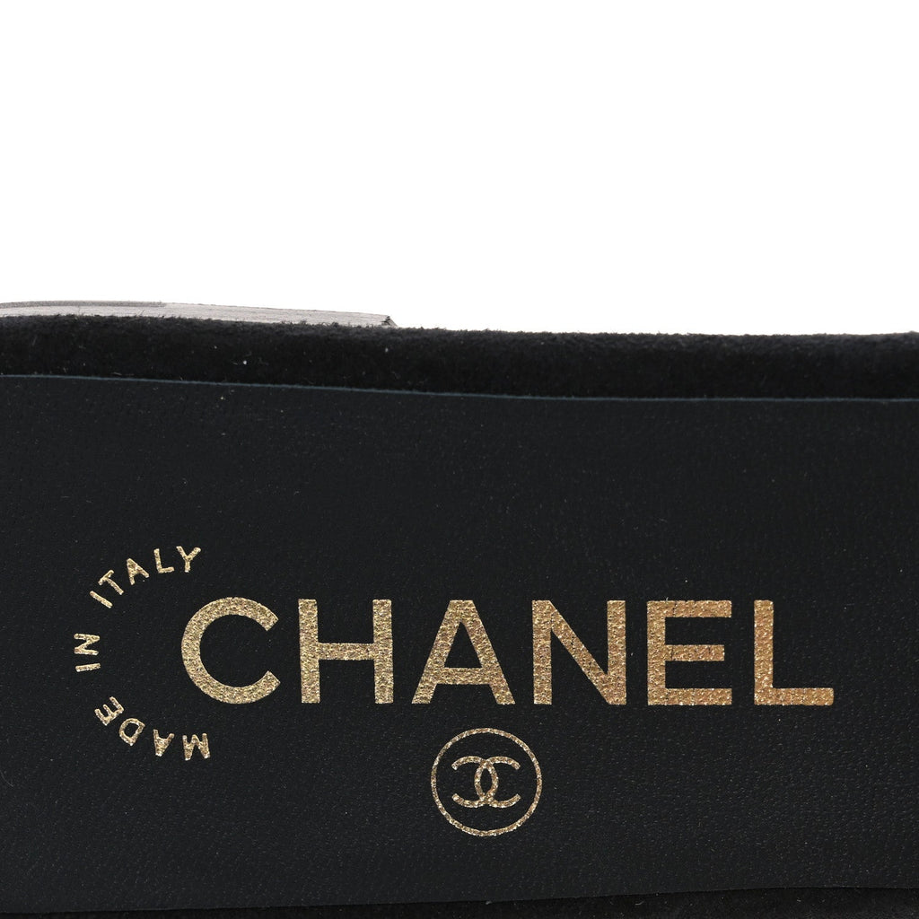 Suede Chain Flat Mule Sandals 39 Black