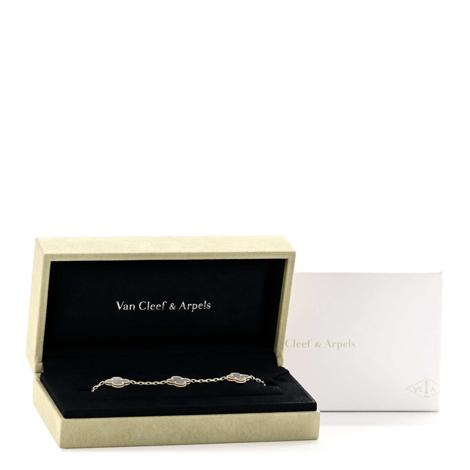 18K Yellow Gold Mother of Pearl 5 Motifs Vintage Alhambra Bracelet