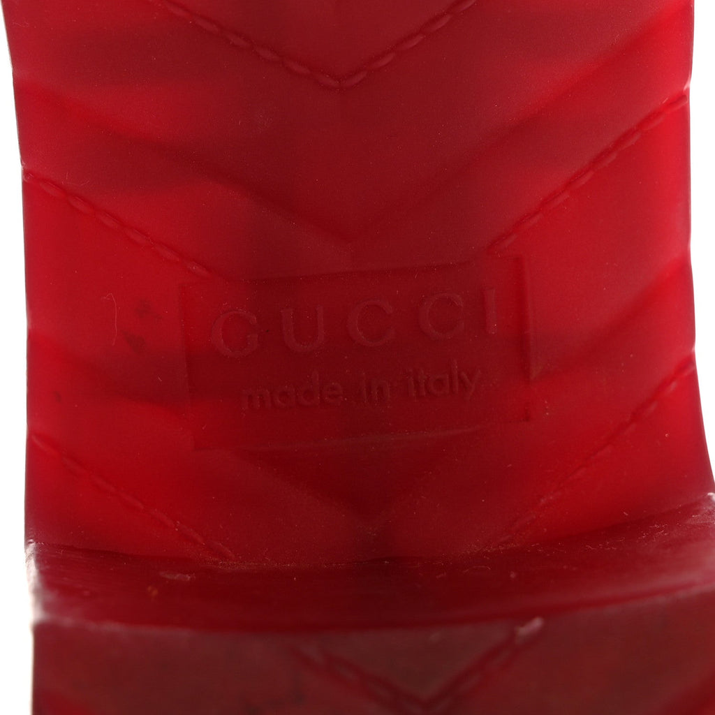 Rubber Gucci Logo Womens Platform 20/60mm Slide Sandals 38 Transparent Hibiscus Red