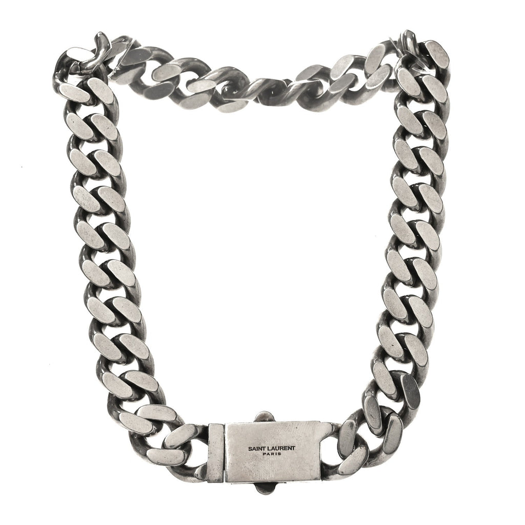 Metal Curb Chain Necklace Oxidized Silver