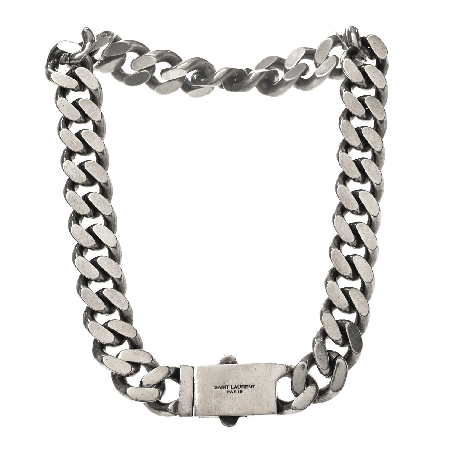 Metal Curb Chain Necklace Oxidized Silver