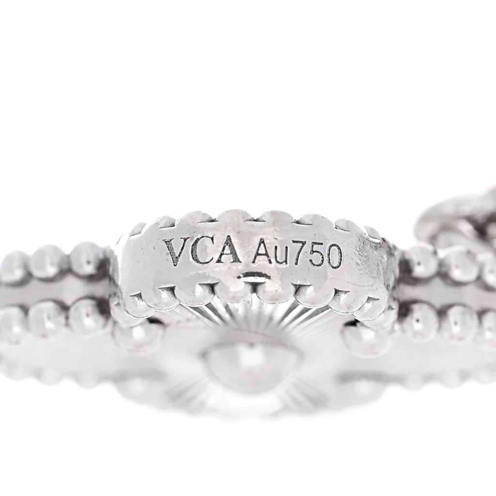 18K White Gold 5 Motifs Guilloche Vintage Alhambra Bracelet