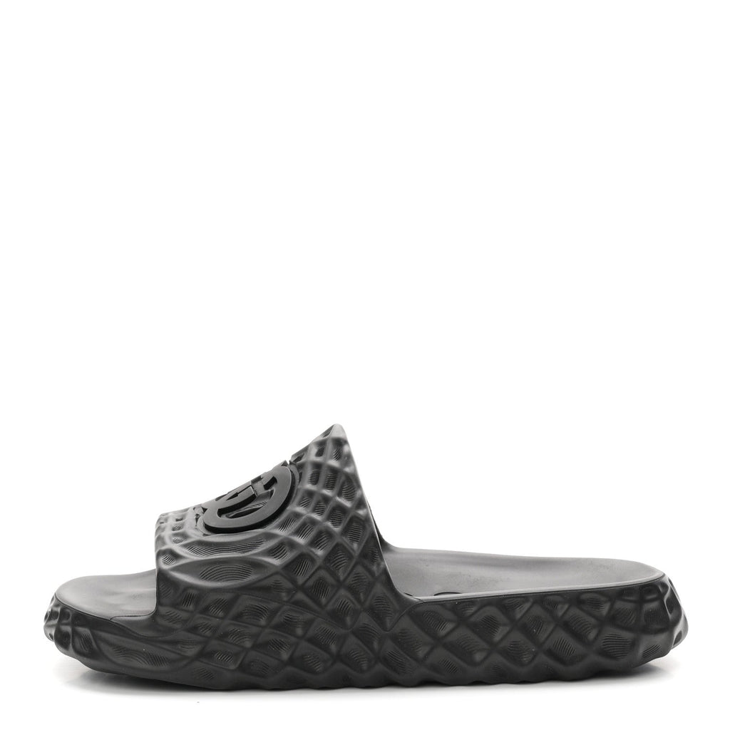 Rubber Interlocking G Mens Slide Sandals 8 Black